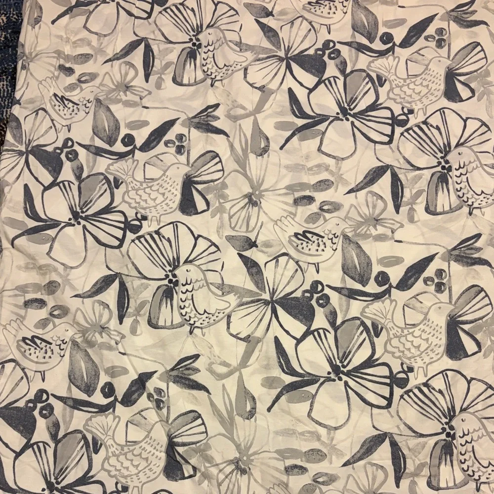 West Elm Twin Duvet Covers and Shams with Gray and White Floral Bird Design